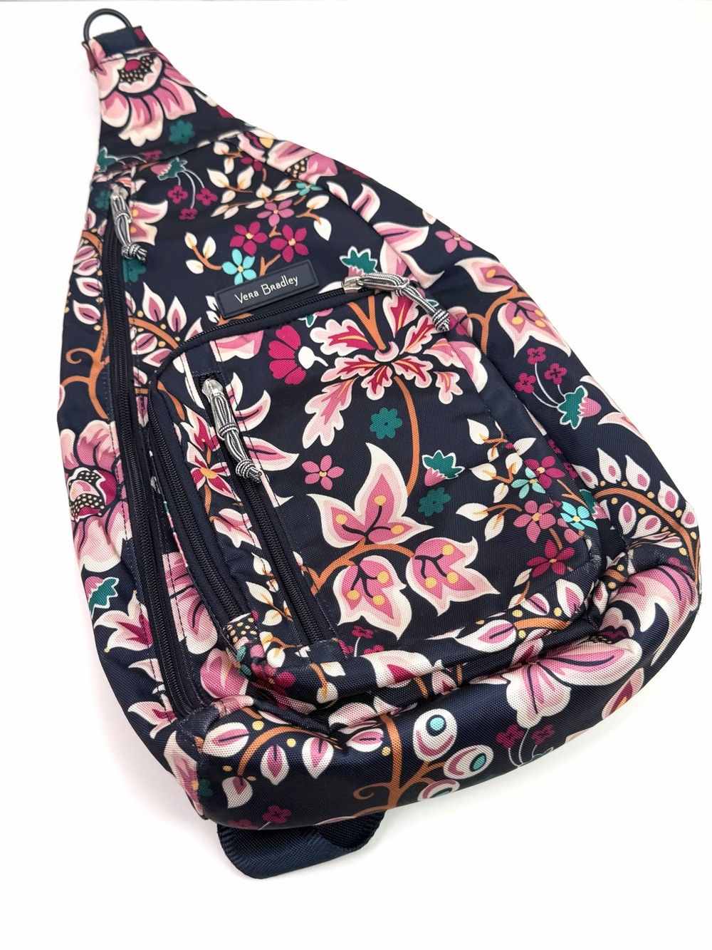 Vera Bradley Navy Pink Floral ReActive Lighten Up Crossbody Sling Bag